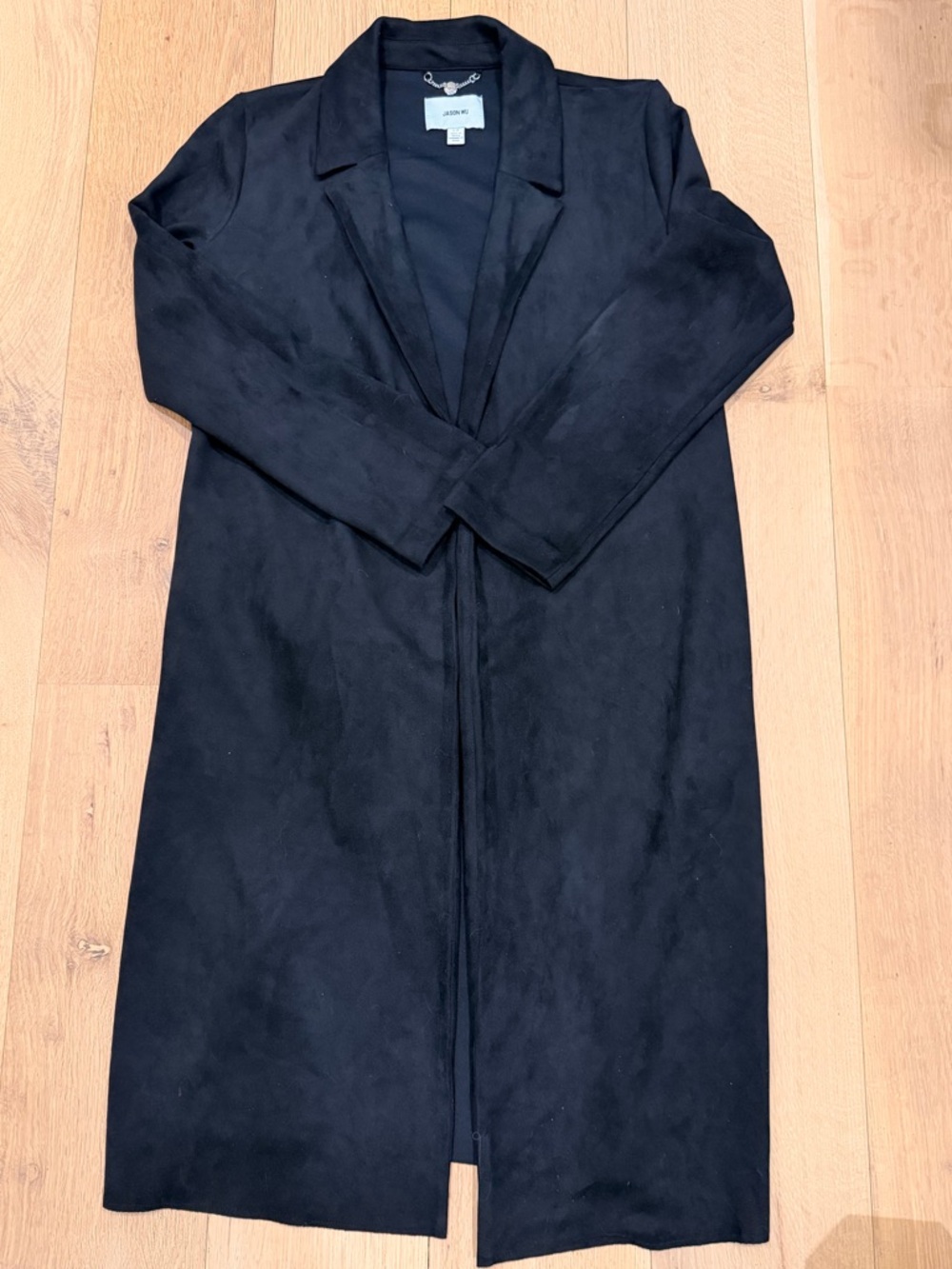 Jason Wu Black Longline Duster Coat Size Small Tailored Open Front Jacket
